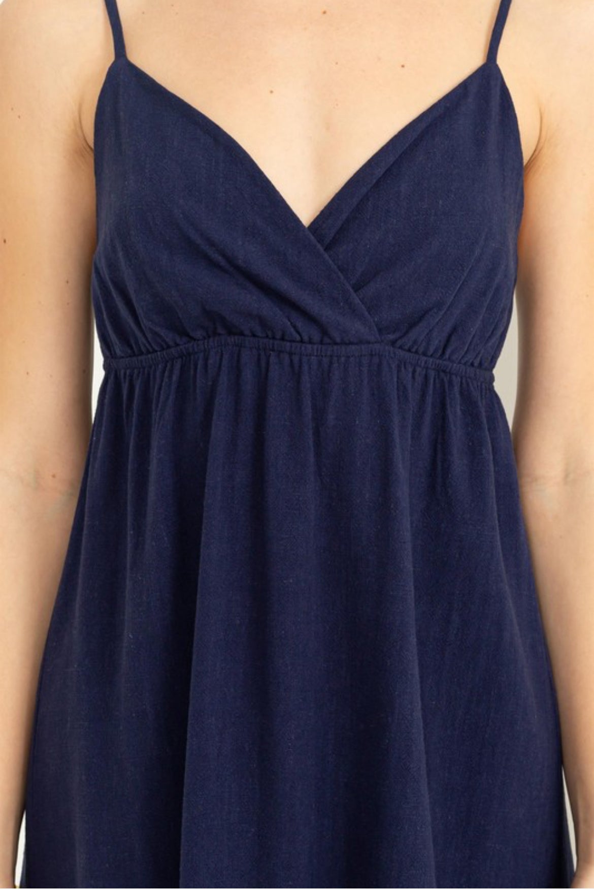 Linen Love Affair Mini Dress in Midnight Kiss